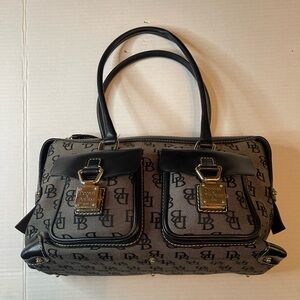 Dooney & Bourke Black and Brown Monogram Satchel